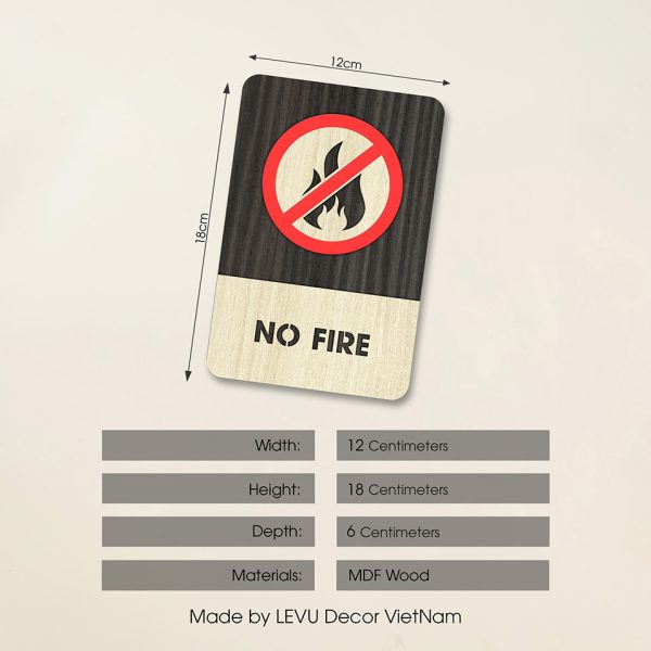 No Fire Sign | No Fire Wood Sign | No Fire Area Sign | Warning Fire Sign Decor Hand Made Wood Sign