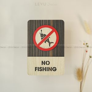 No Fishing Sign | Modern Wood Sign | No Fishing Area Sign | Warning Fishing Sign Decor