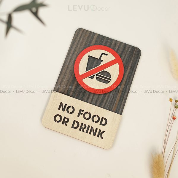 No Food Or Drink Sign | Modern Wood Sign | No Food Or Drink Area Sign | Warning Food Or Drink Sign Decor