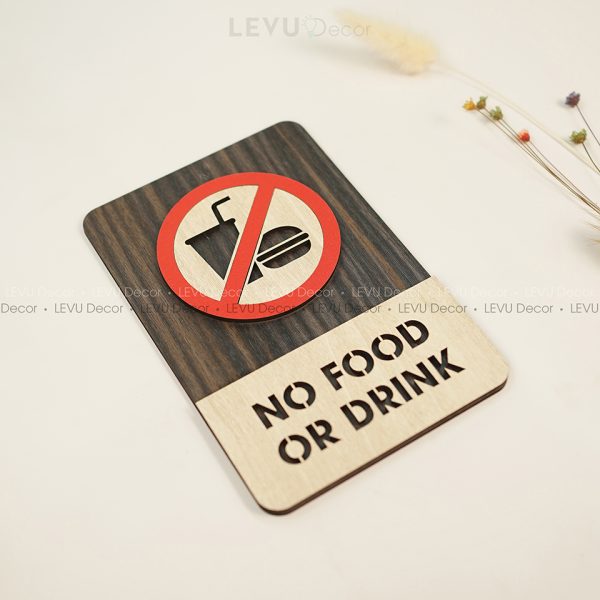 No Food Or Drink Sign | Modern Wood Sign | No Food Or Drink Area Sign | Warning Food Or Drink Sign Decor