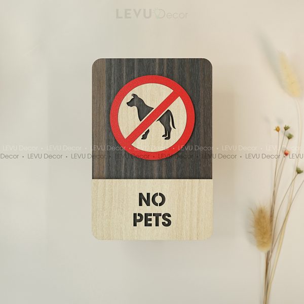 No Pets Sign | Modern Wood Sign | No Pets Area Sign | Warning Pets Sign Decor