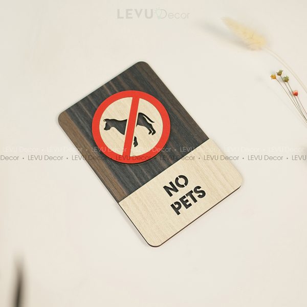 No Pets Sign | Modern Wood Sign | No Pets Area Sign | Warning Pets Sign Decor