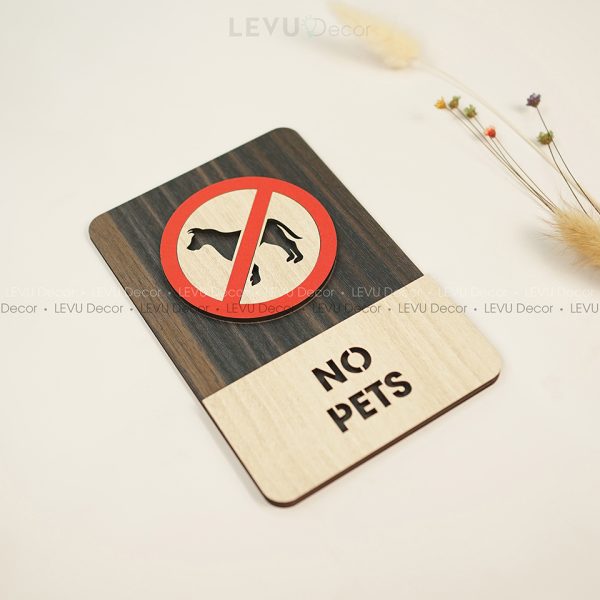 No Pets Sign | Modern Wood Sign | No Pets Area Sign | Warning Pets Sign Decor