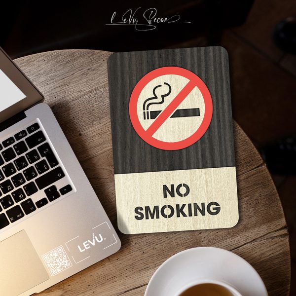 No Smoking Sign | Modern Wood Sign | No Smoking Area Sign | Warning Smoking Sign Decor